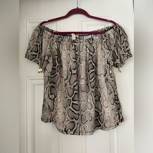 Off the shoulder snake print top
